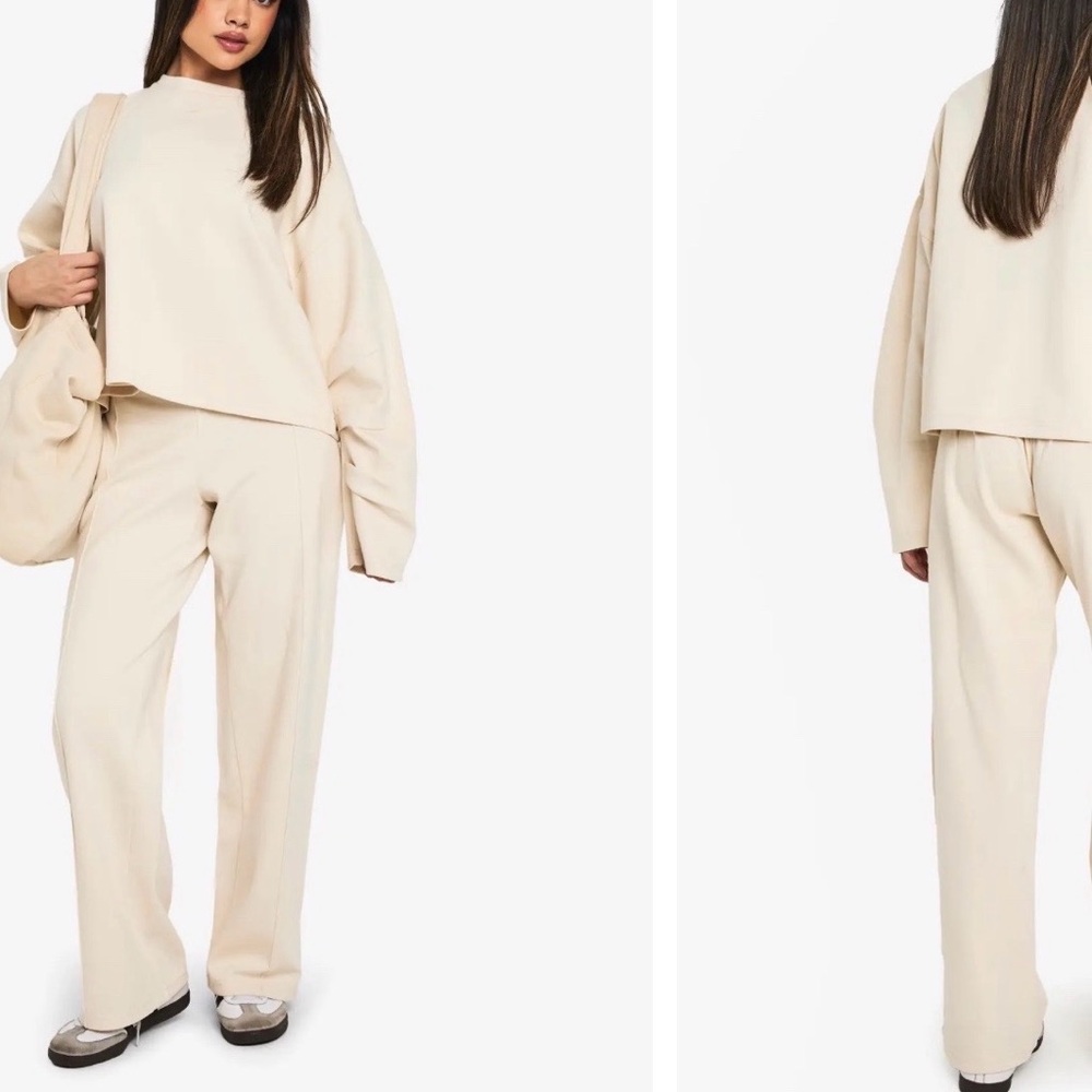 Cream Wide-Leg Pants